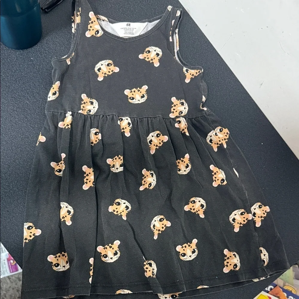 H&M Kids' Black Dress with Orange Animal Print
